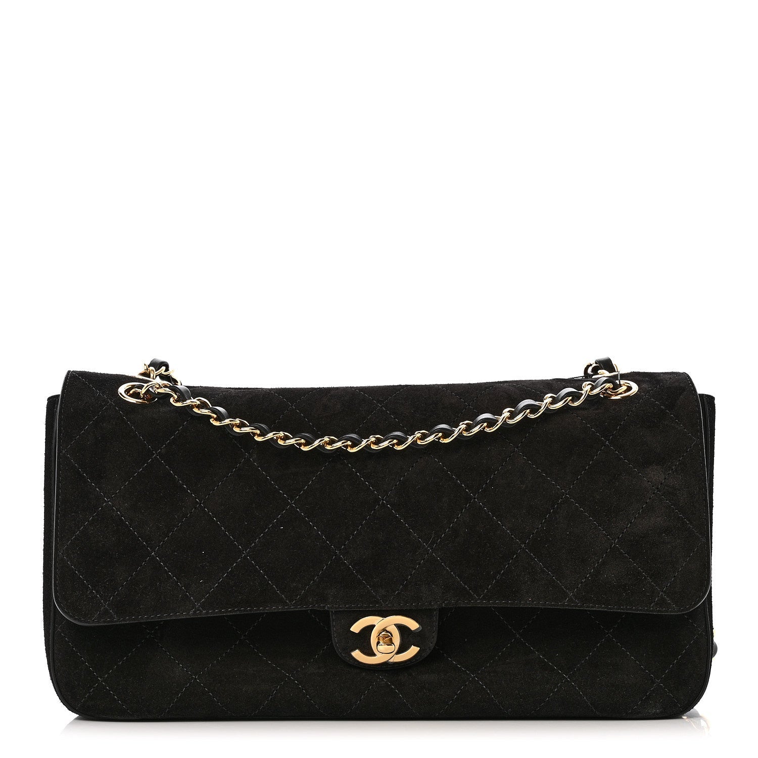 Suede Calfskin Small Souplissimo Maxi Flap Black