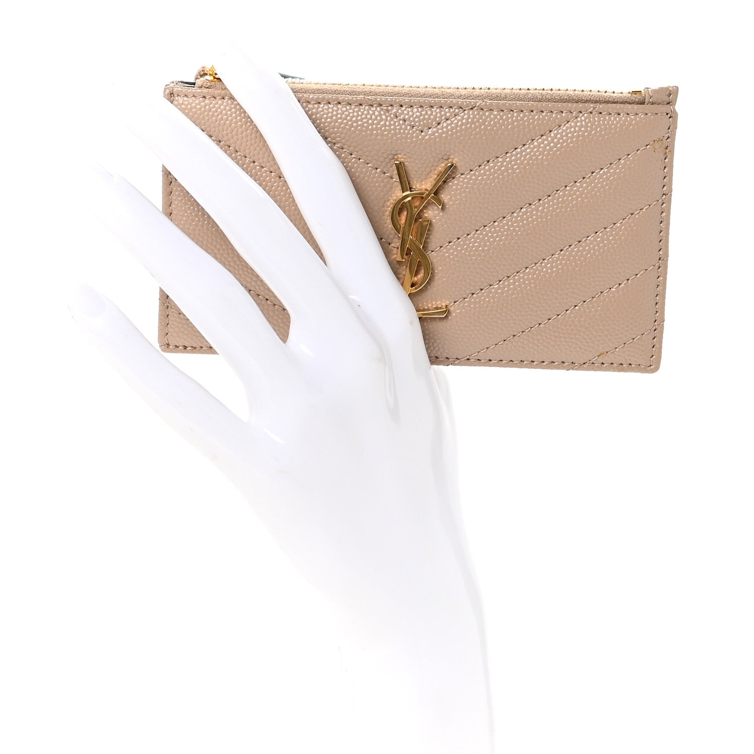 Monogram Grain de Poudre 5 Fragments Zip Pouch Card Holder Dark Beige