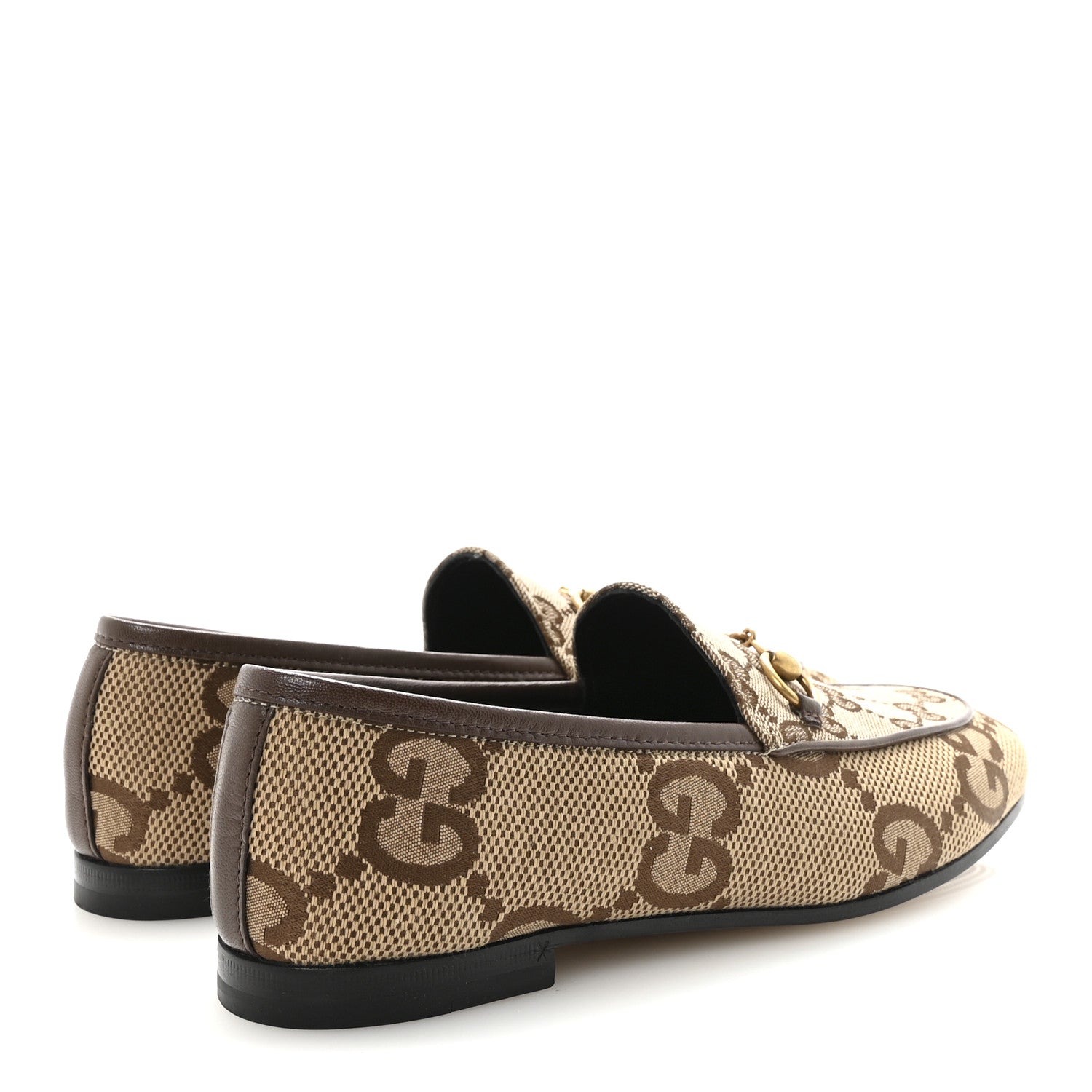 Monogram Jumbo GG Malaga Kid Horsebit Womens Jordaan Loafers 36.5 Camel Ebony New Acero Beige