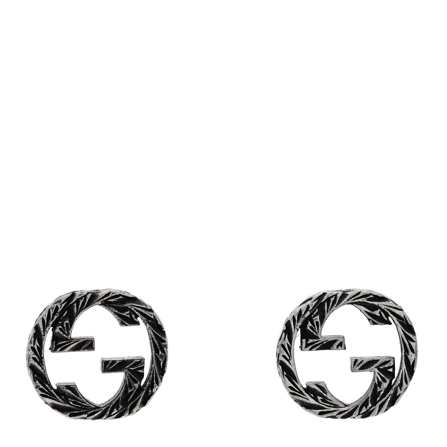 Sterling Silver Textured Interlocking G Stud Earrings