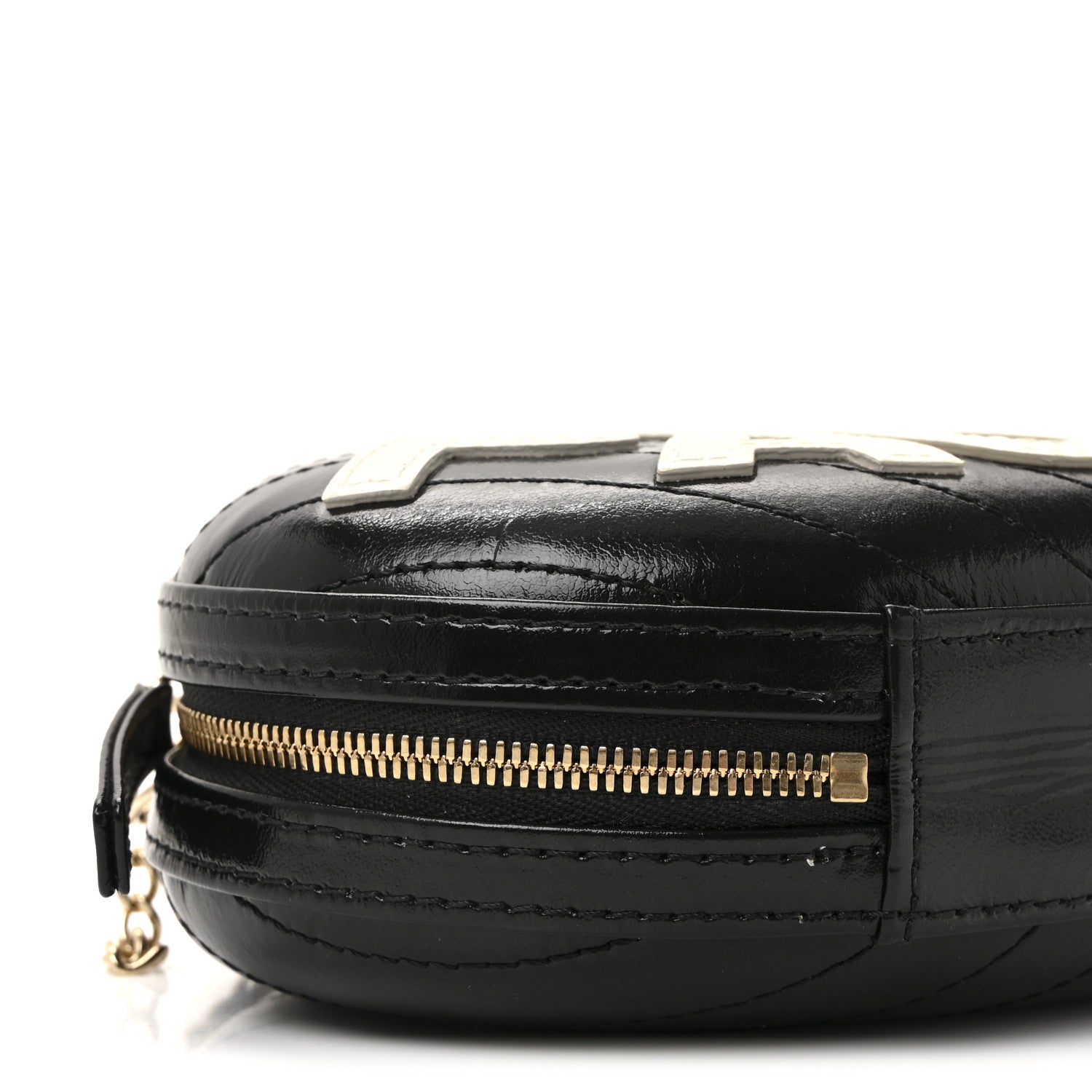 Lambskin Embroidered Chevron Quilted La Pausa Tassel Clutch Black