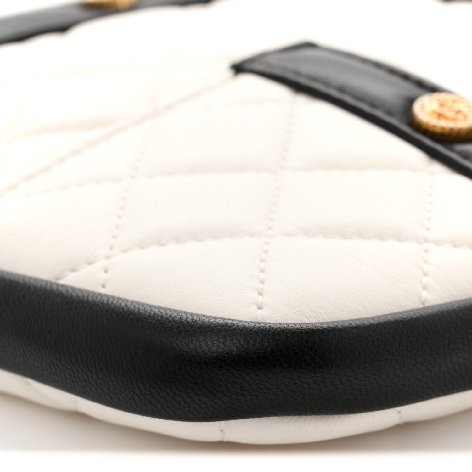 Lambskin Quilted Medium Girl Shoulder Bag White Black