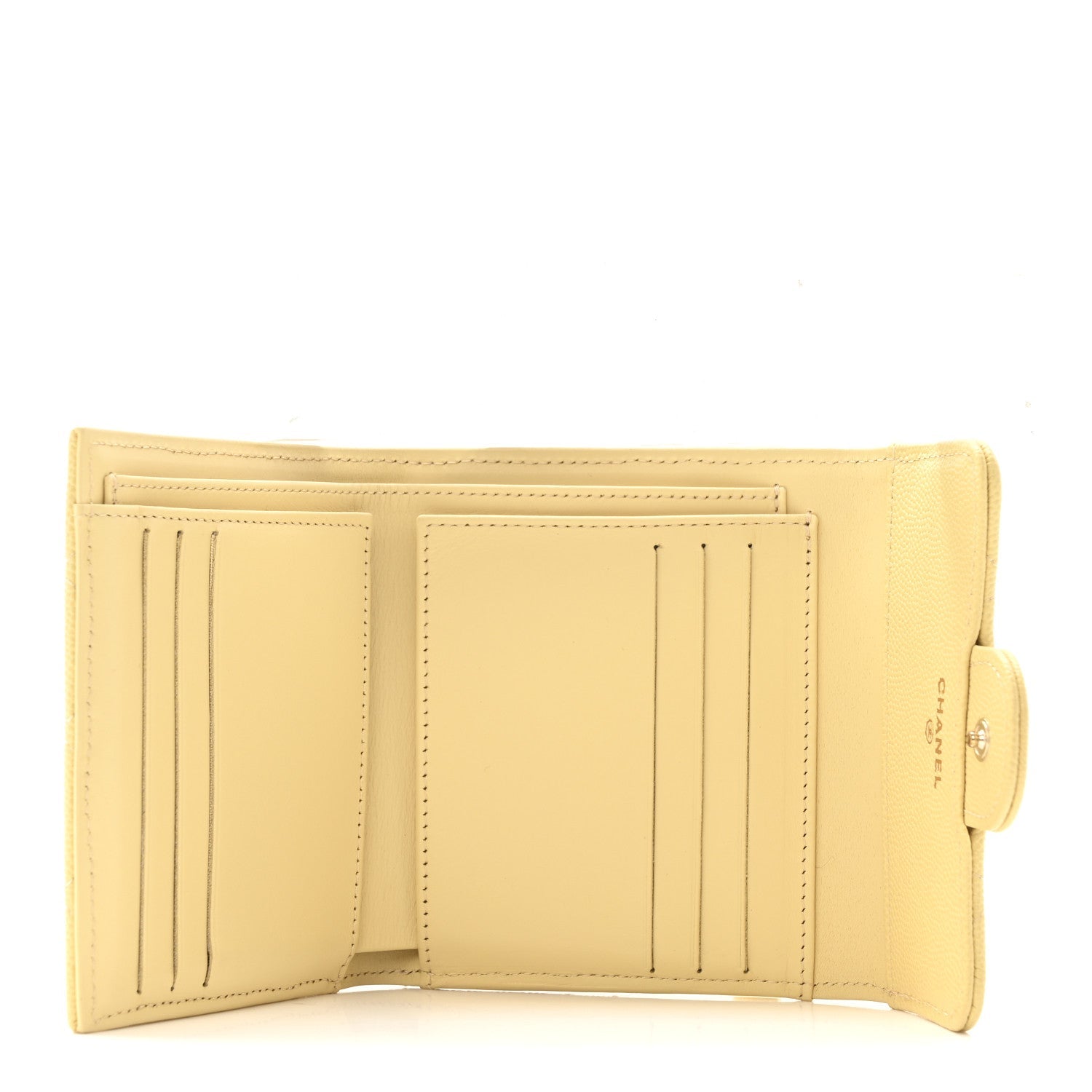 Caviar Quilted Compact Flap Wallet Yellow