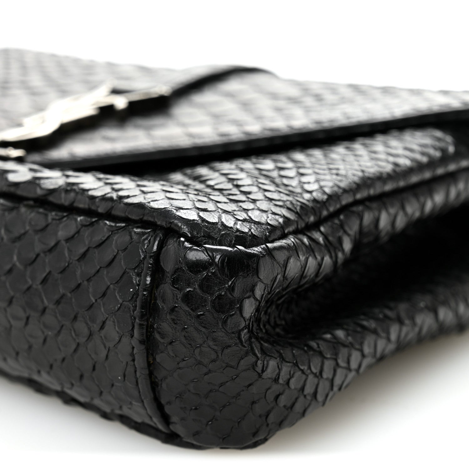 Calfskin Python Embossed Monogram Medium College Bag Black