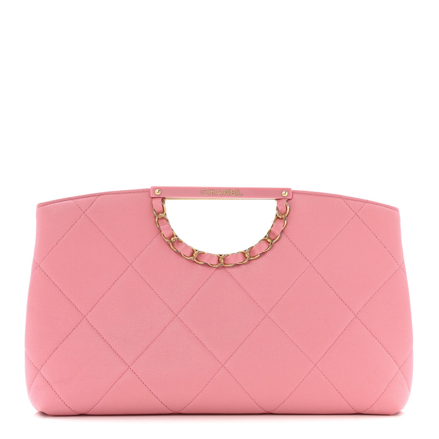 Caviar Quilted A Real Catch Clutch Pink
