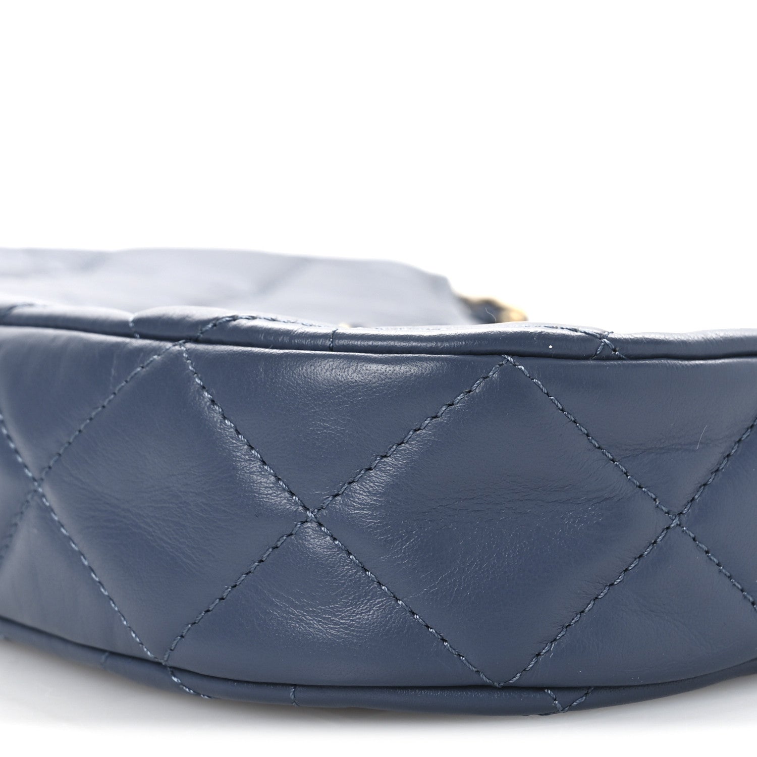 Crumpled Calfskin Quilted Braided CC Small Hobo Blue