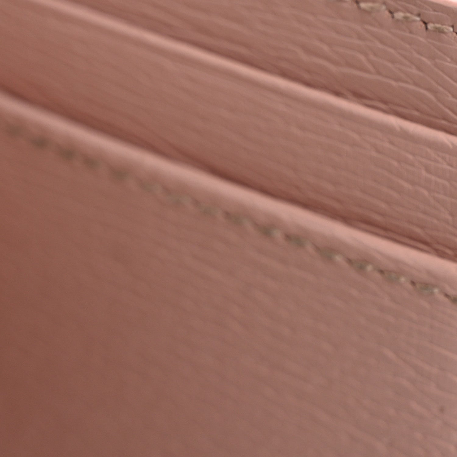 Calfskin Script Card Holder Light Pink