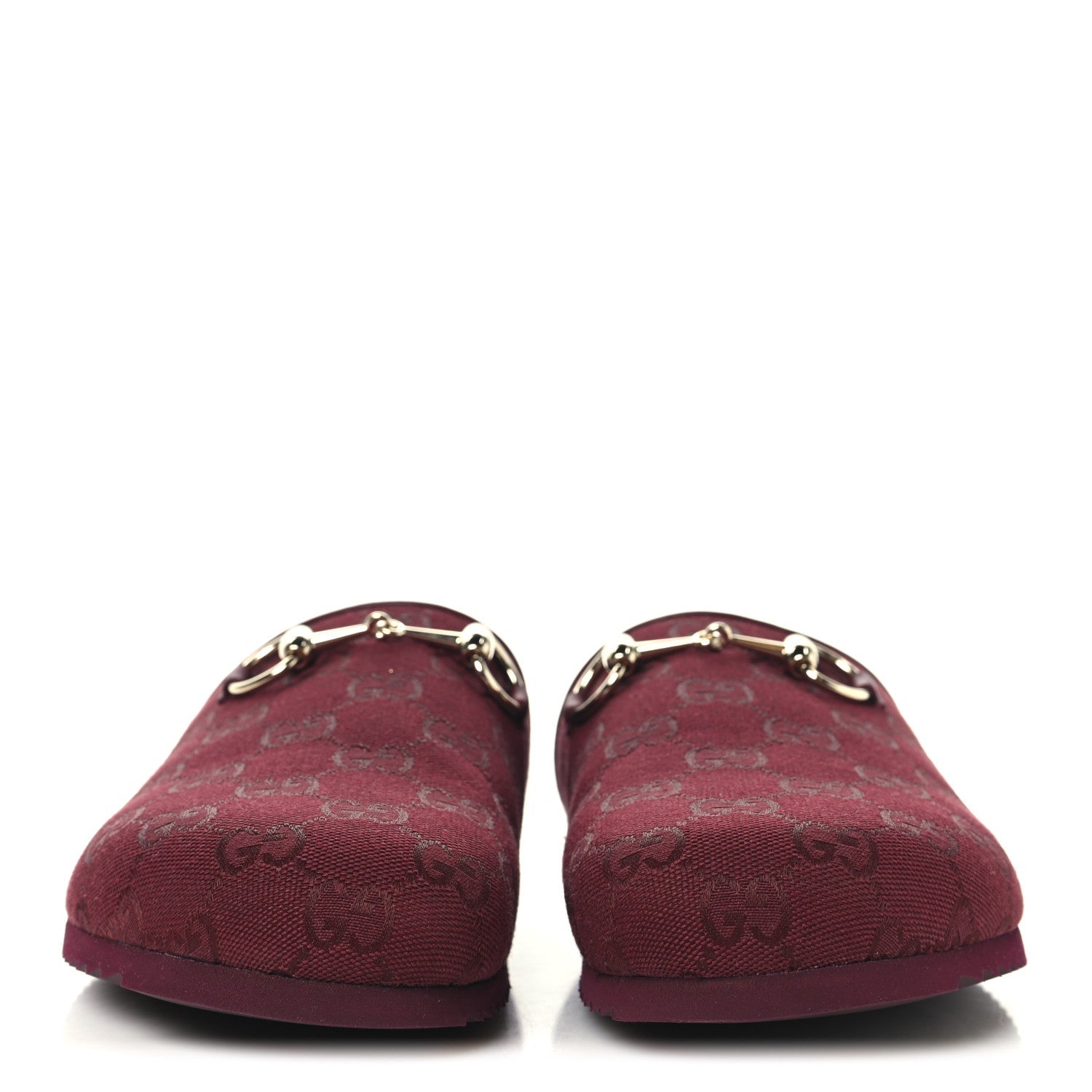 GG Supreme Monogram Womens Horsebit Slippers 38.5 Rosso Ancora