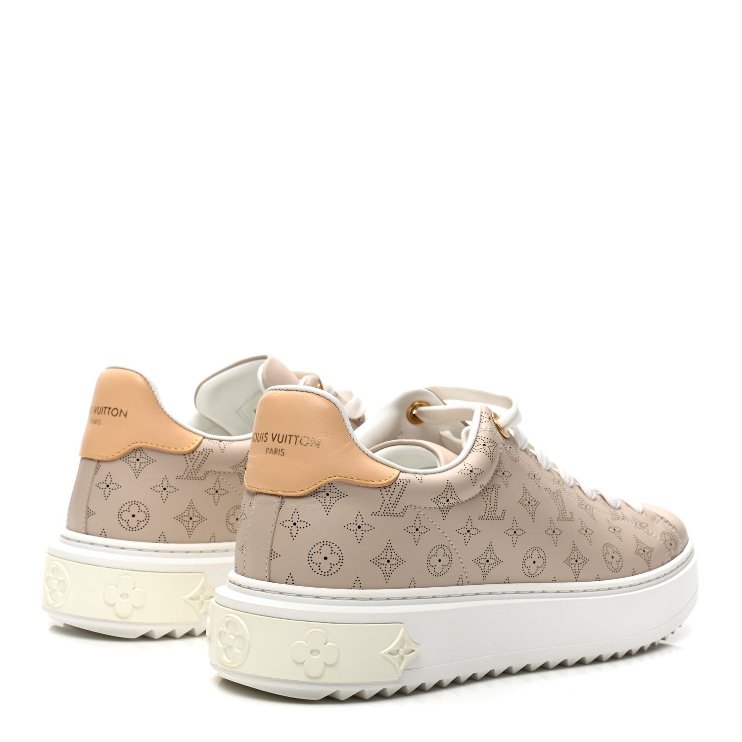 Calfskin Mahina Monogram Time Out Sneakers 39 Galet