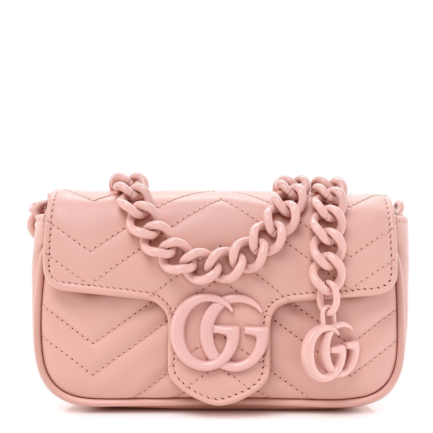 Calfskin Matelasse Monochrome GG Marmont Chain Belt Bag Perfect Pink