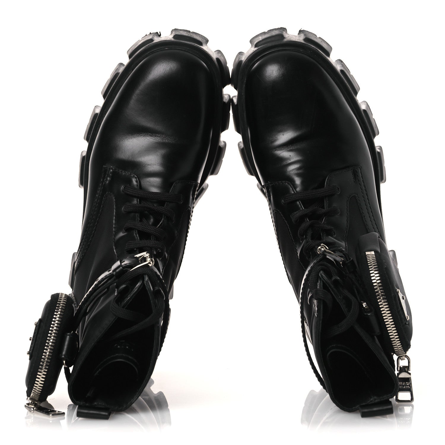 Spazzolato Rois Nylon Metal Triangle Logo Monolith Pouch Pocket 55mm Boots 40.5 Black
