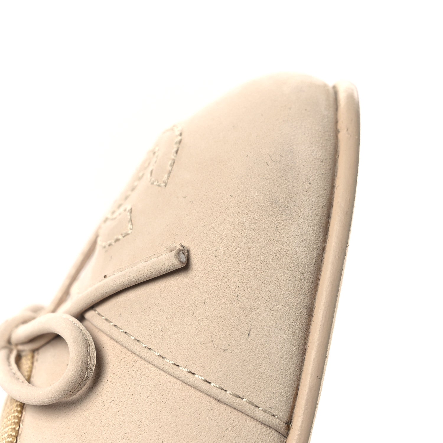 Suede Calfskin Cap Toe CC Ballerina Flats 36 Beige