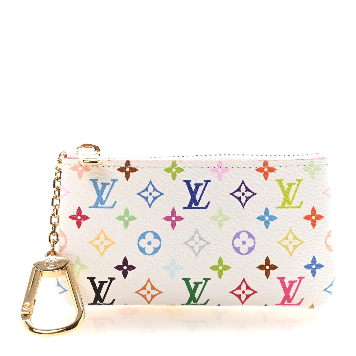 LV X TM Monogram Multicolor Key Pouch White