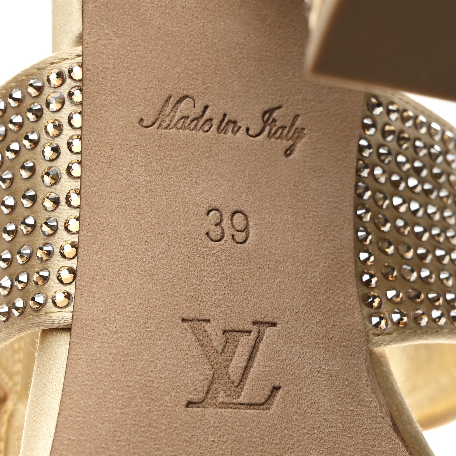 Satin Crystal Sparkle Mule 39 Gold
