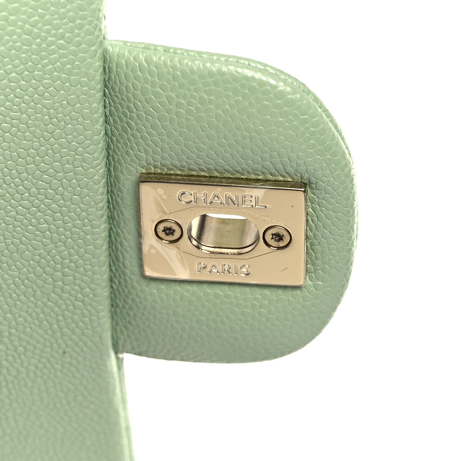 Caviar Quilted Small Double Flap Light Green