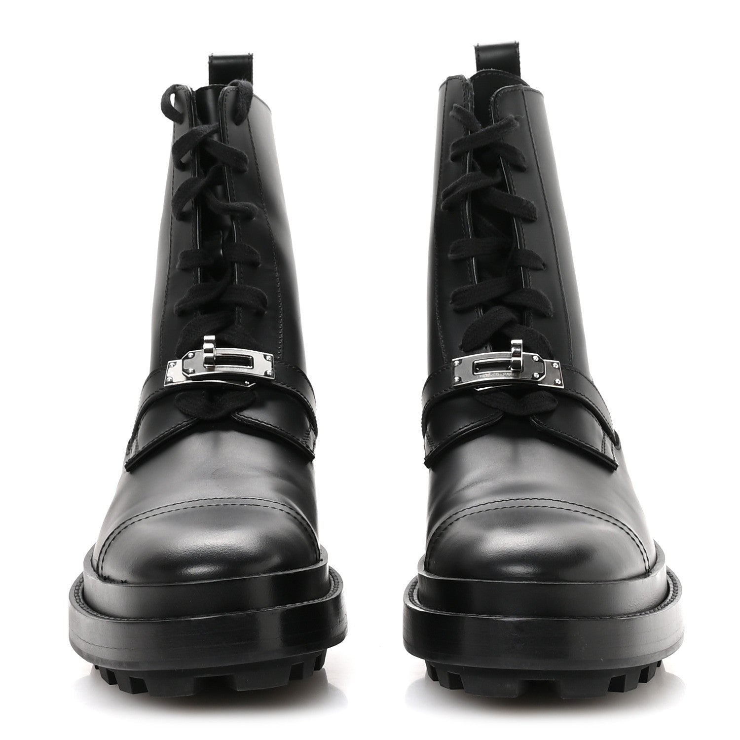 Glossed Calfskin Funk Ankle Boots 36 Black