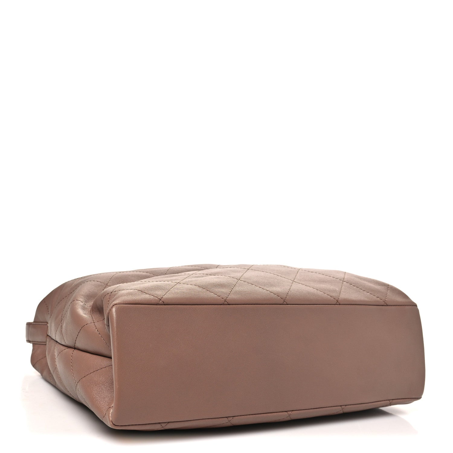 Shiny Lambskin Quilted Maxi Hobo Brown