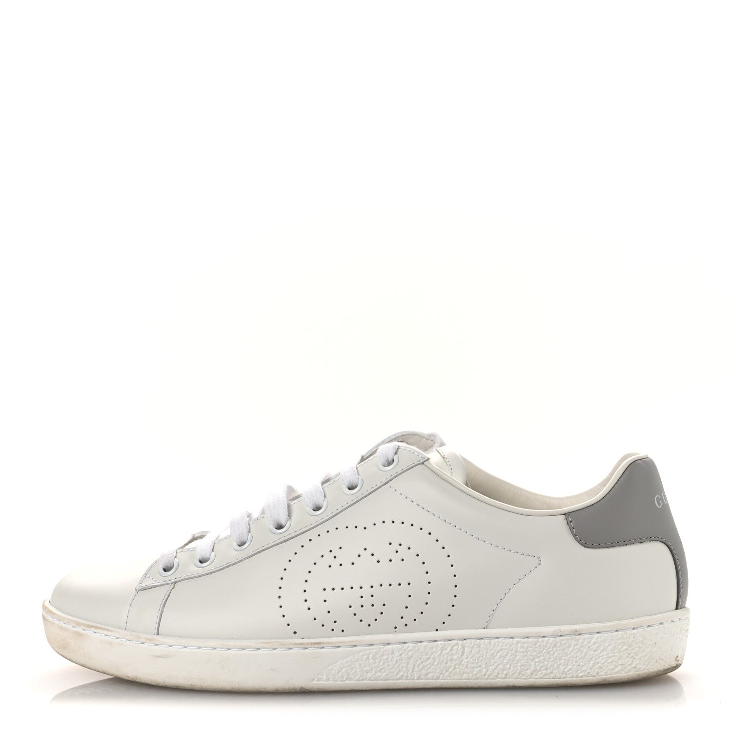 Calfskin Interlocking G Perforated Womens Ace Sneakers 39 White Grey Sky
