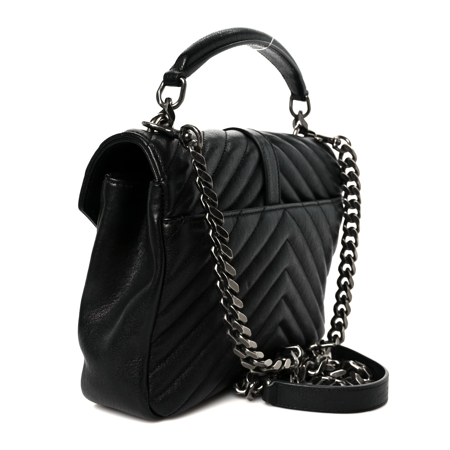 Sheepskin Matelasse Chevron Monogram Medium College Bag