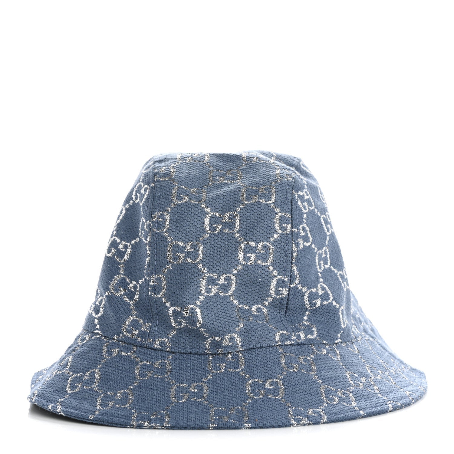 Canvas Lame GG Monogram Bucket Hat S Light Blue Silver