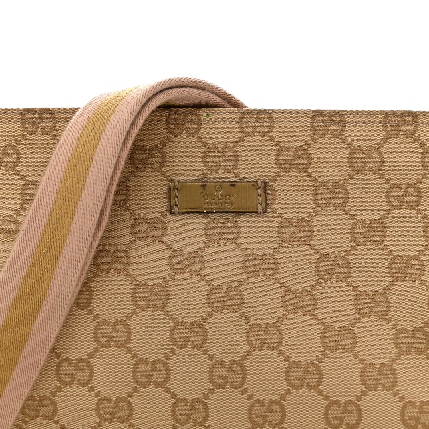 Metallic Monogram Web Small Flat Messenger Crossbody Pink Gold