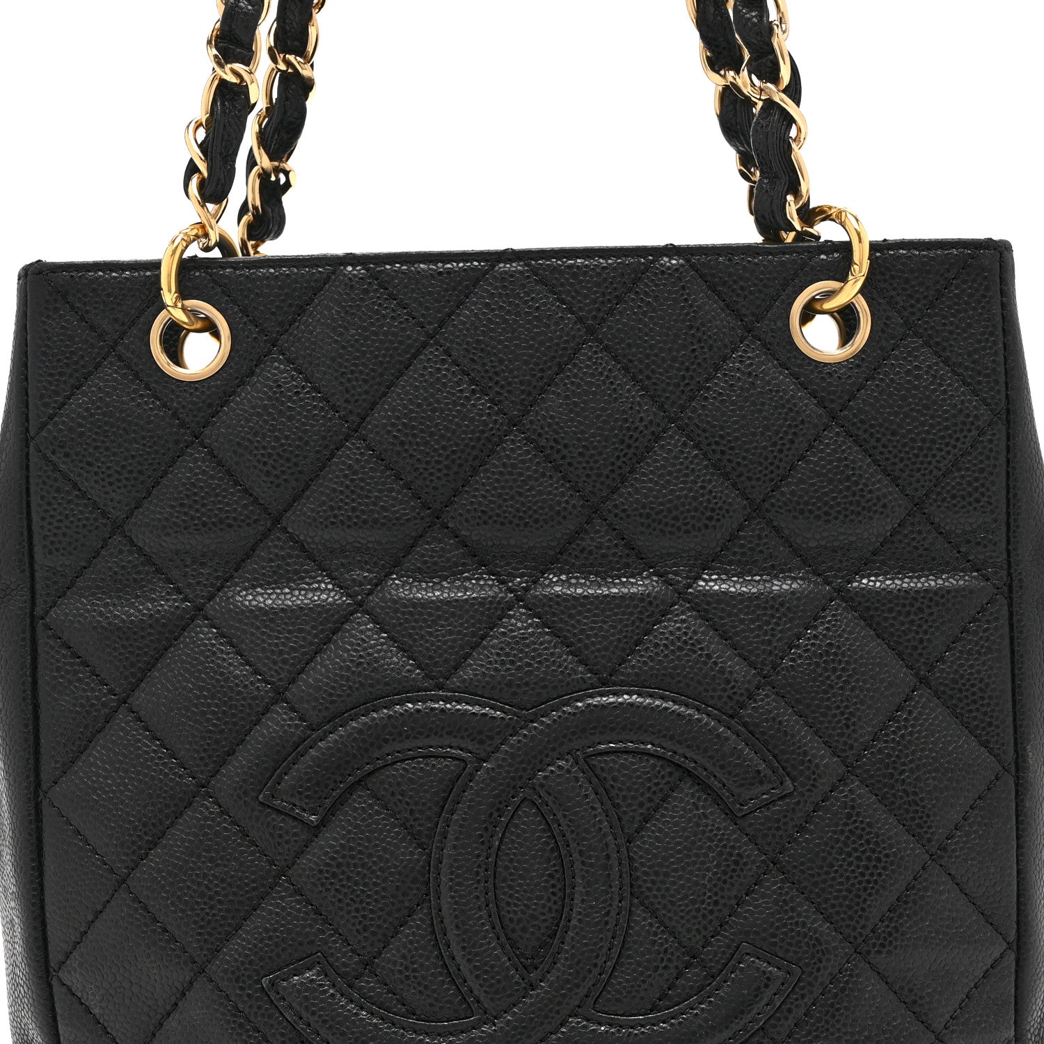 Caviar Quilted Petit Shopping Tote PST Black