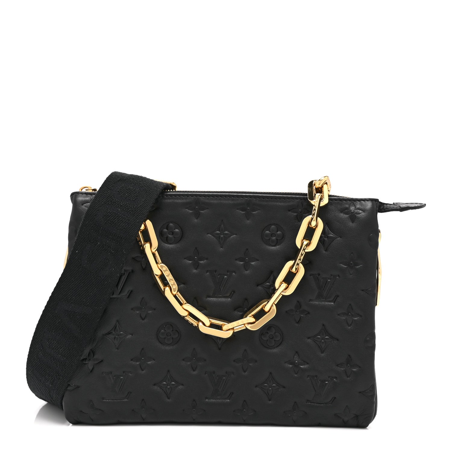 Lambskin Embossed Monogram Coussin PM Black