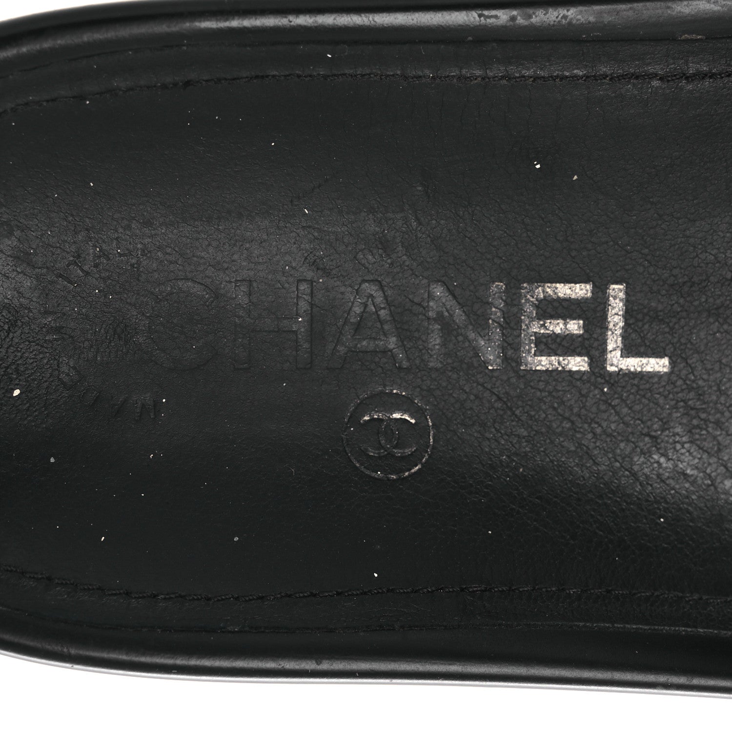 Tweed Lambskin Chain Flat Sandals 36 Black Multicolor