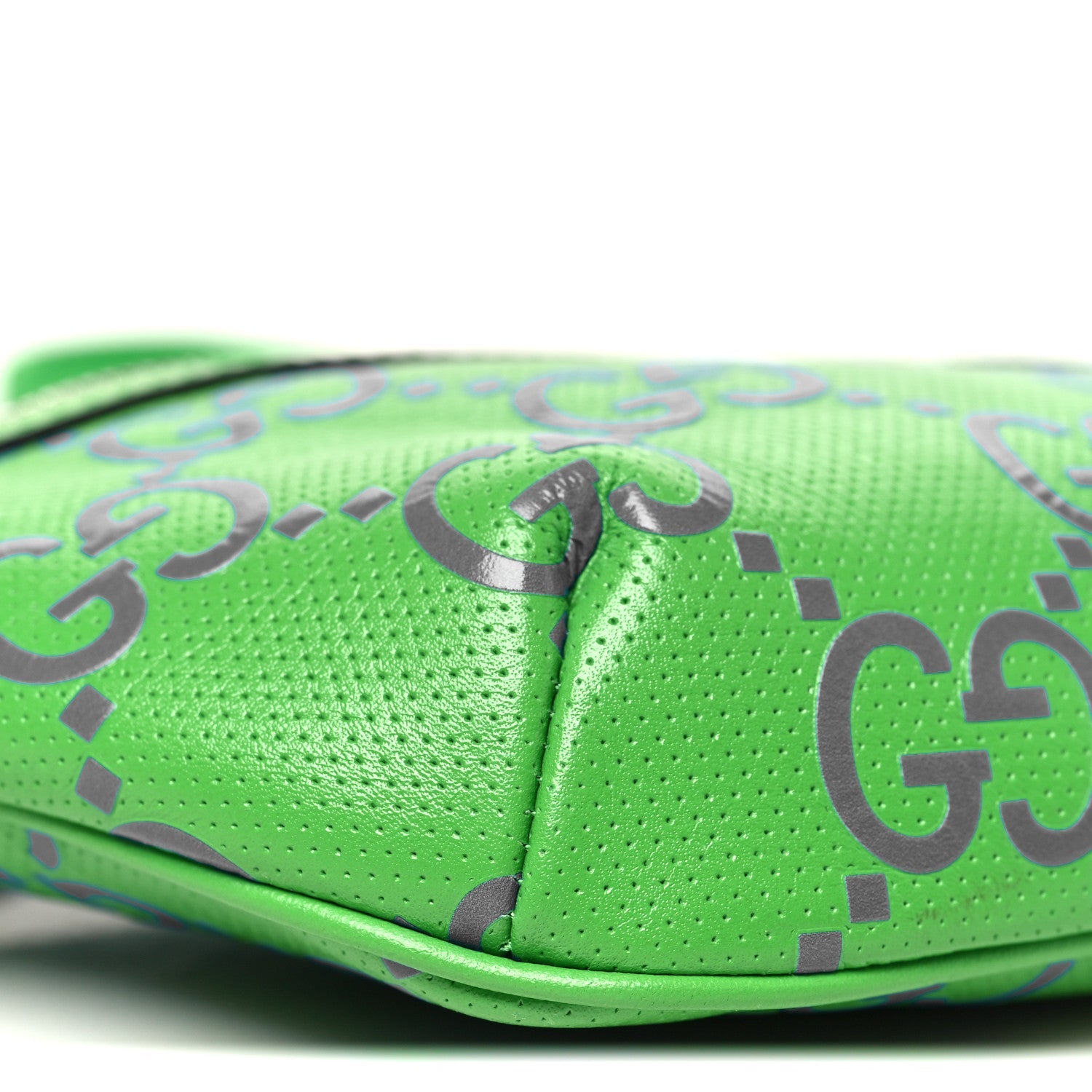 Calfskin GG Tennis Bi-Color Embossed Belt Bag Joy Green Joy Blue