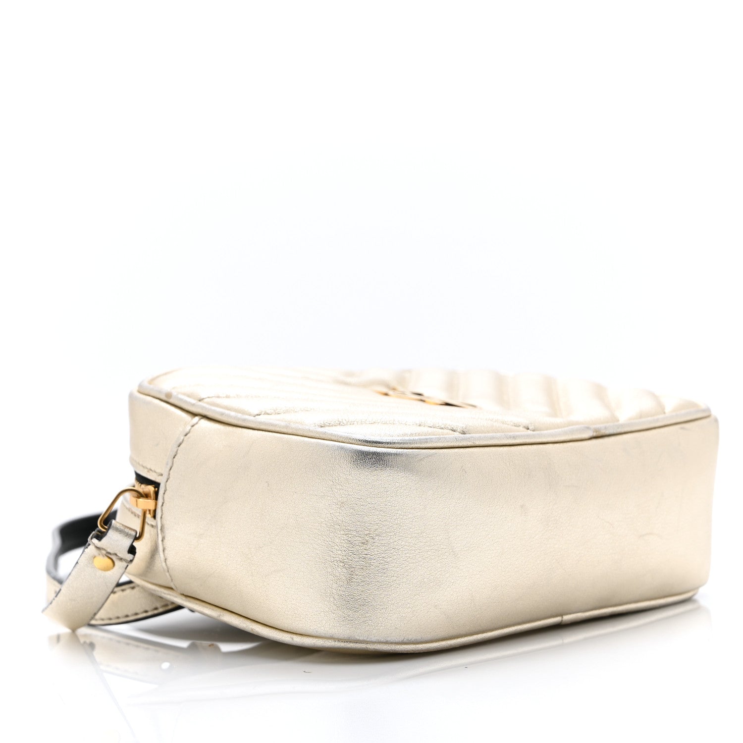 Metallic Calfskin Matelasse Monogram Lou Belt Bag Platino