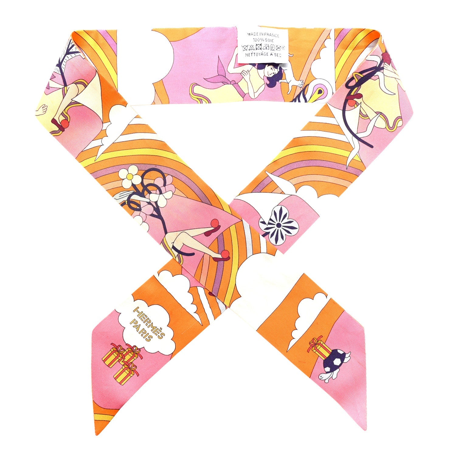 Silk Carres Volants Twilly Orange Rose Malaba