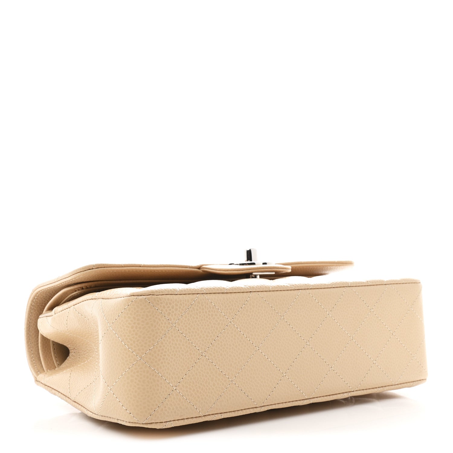 Caviar Quilted Small Double Flap Beige