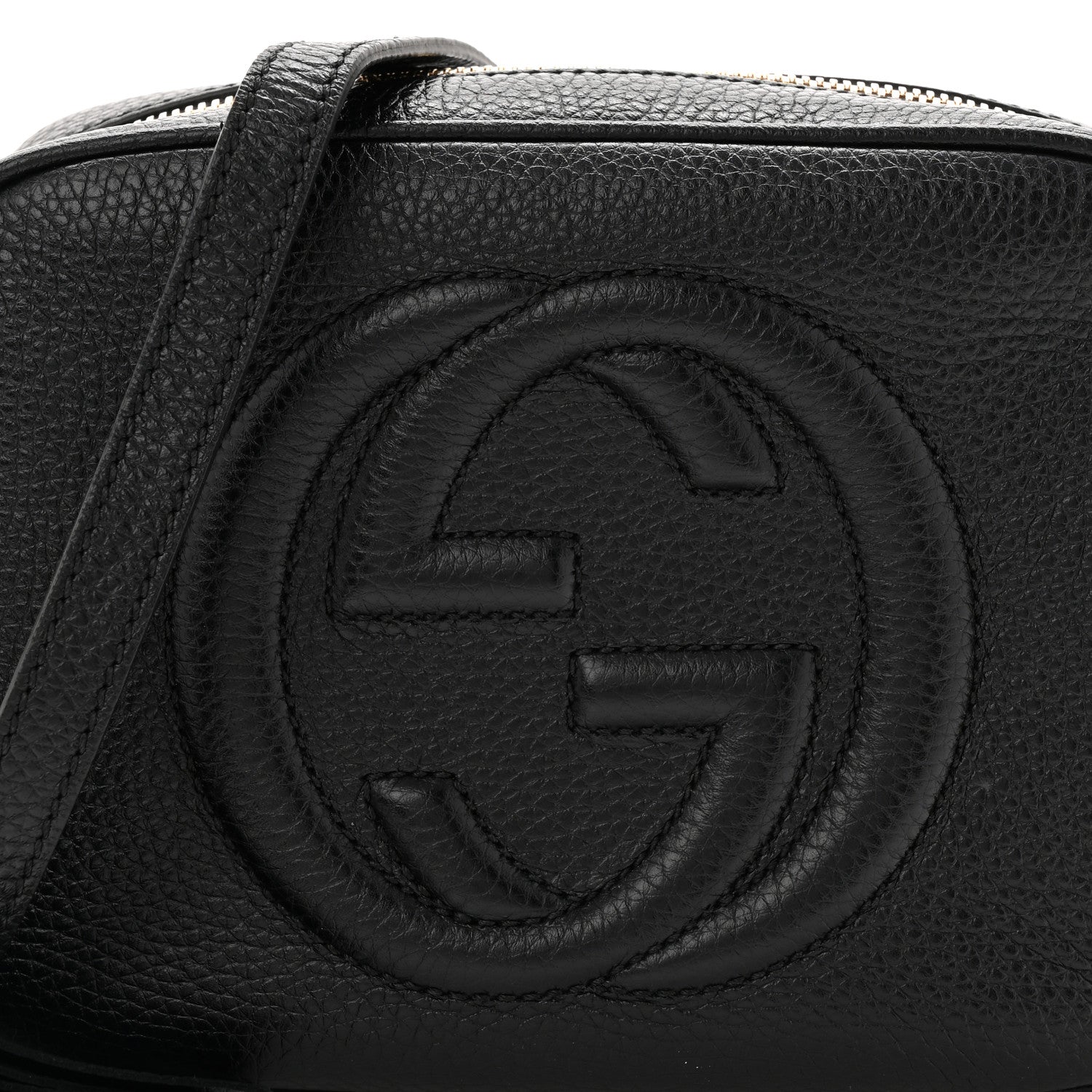 Pebbled Calfskin Small Soho Disco Bag Black