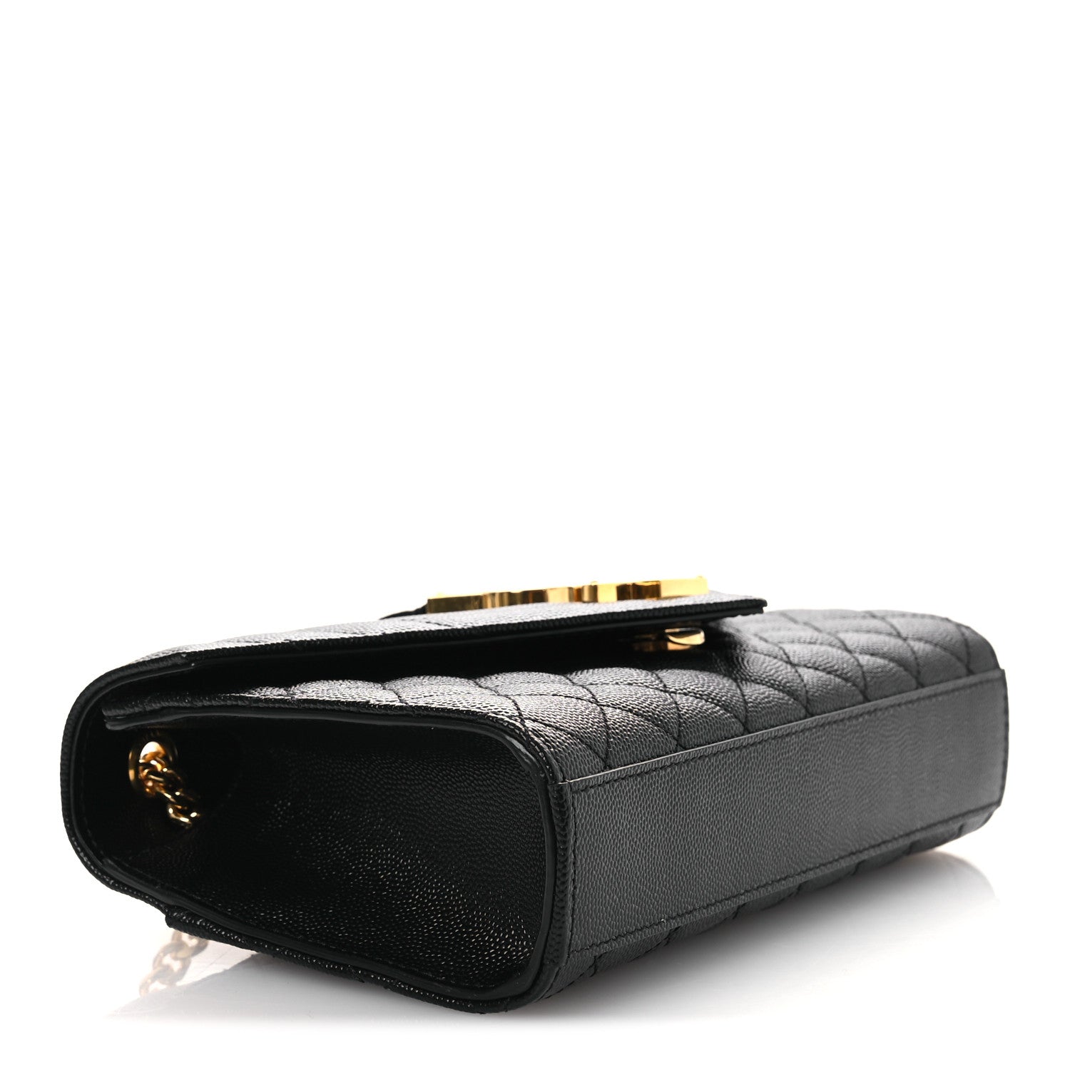 Grain De Poudre Textured Mixed Matelasse Triquilt Small Monogram Satchel Black