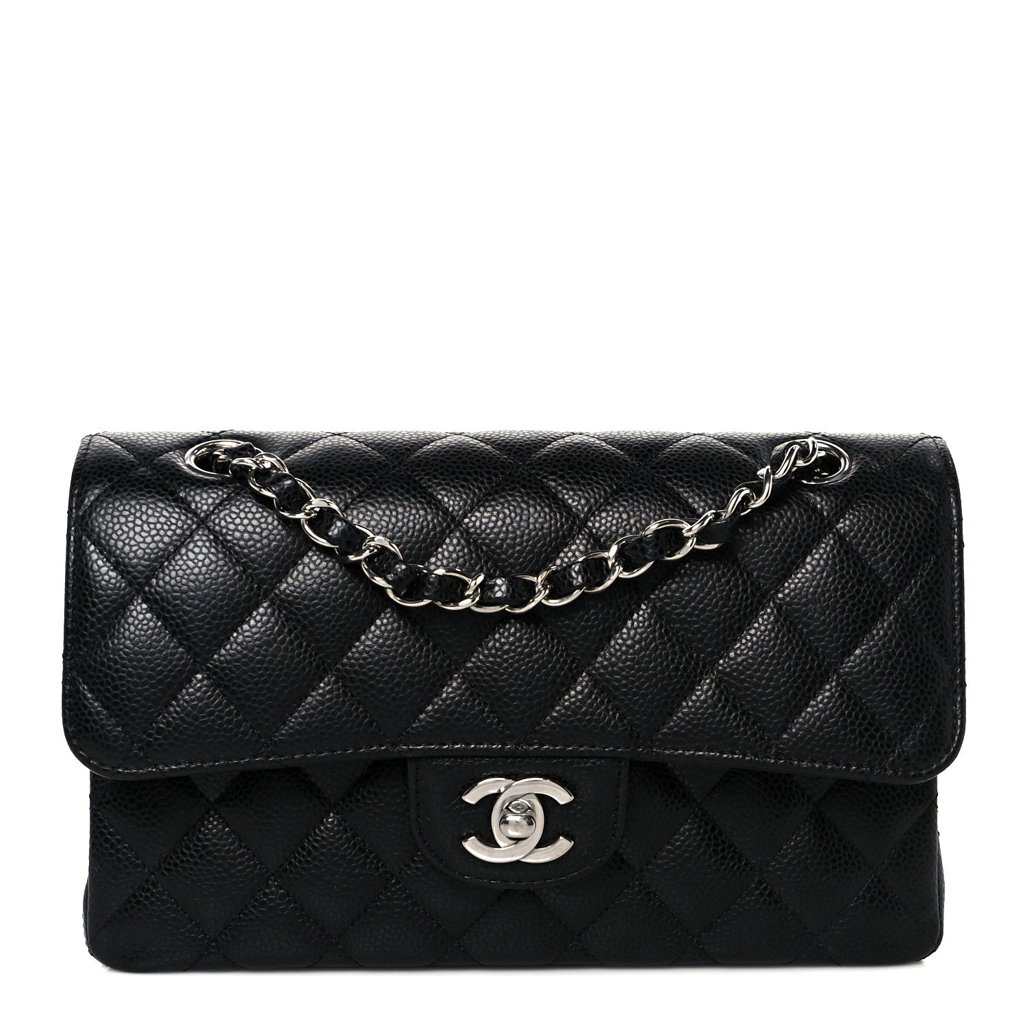 Caviar Quilted Small Double Flap Black
