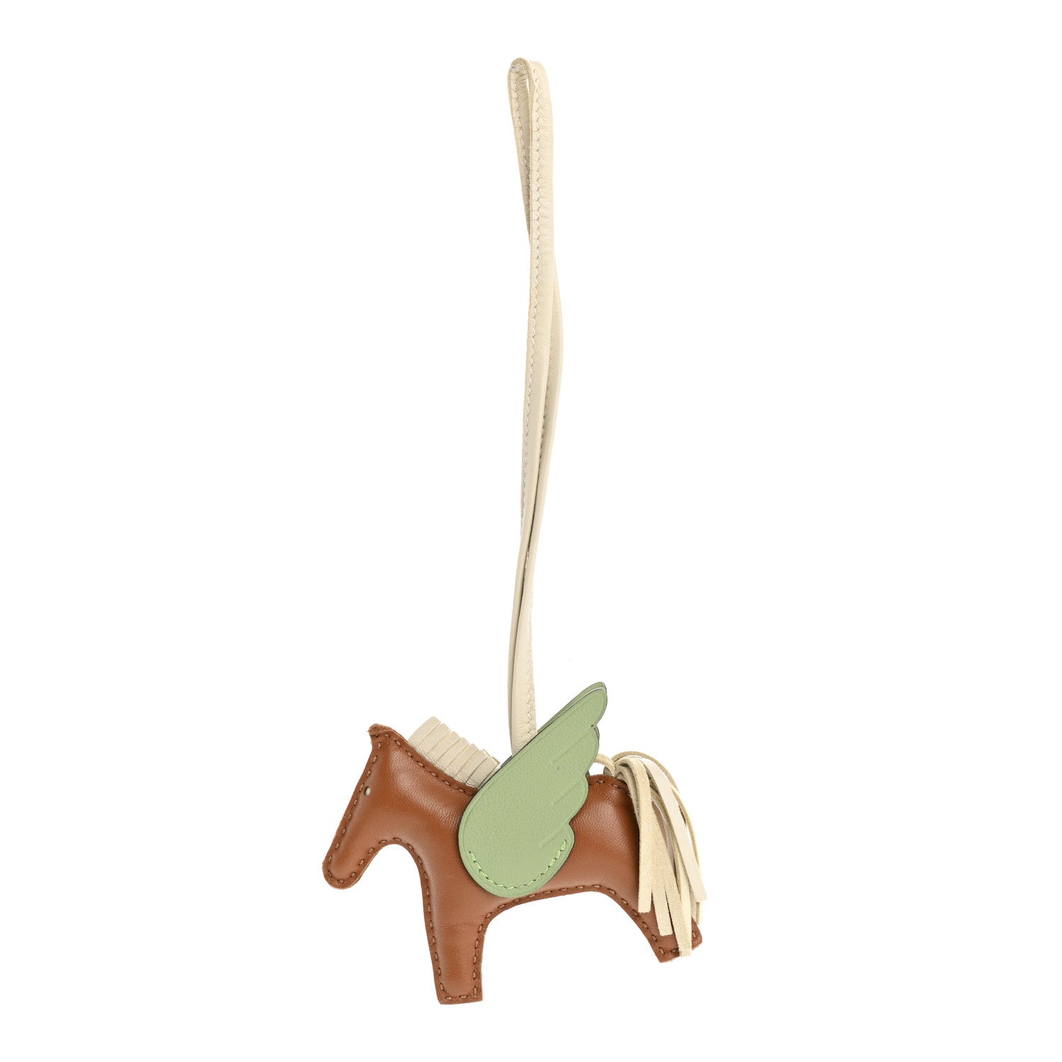 Milo Lambskin Grigri Rodeo Pegase Horse Bag Charm PM Craie Gold Vert Criquet