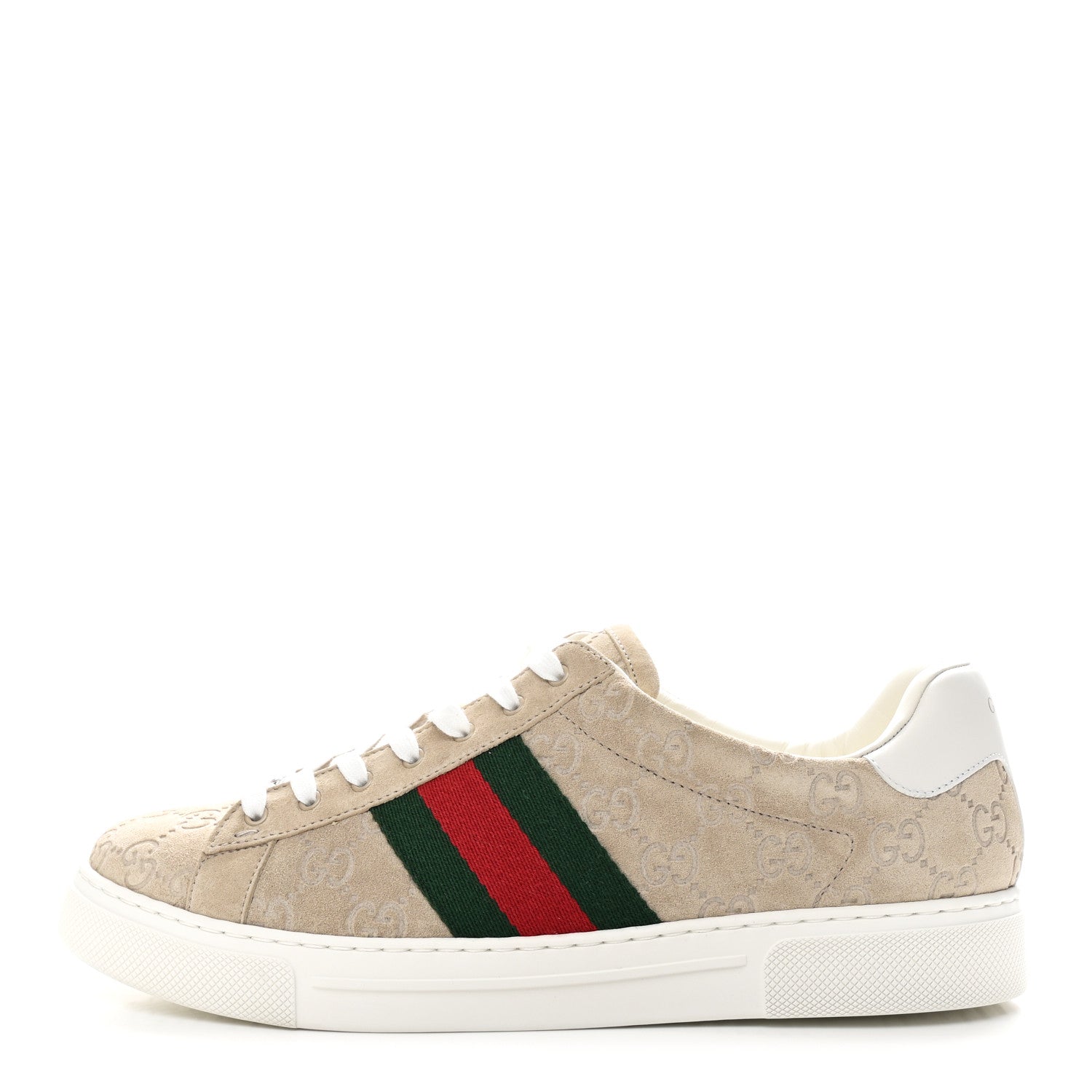 GG Suede Monogram Web Mens Sneakers 9 Oatmeal Mystic White