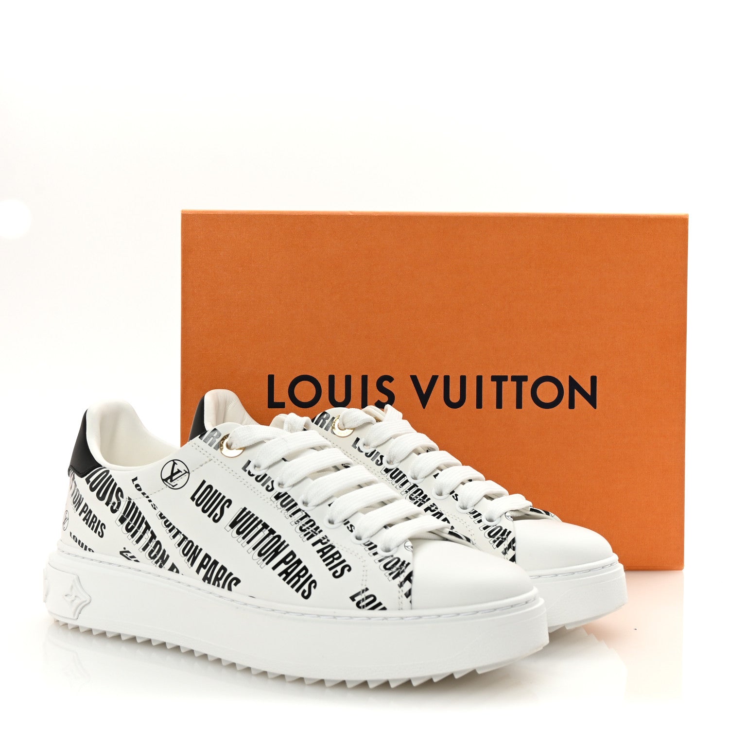 Calfskin Printed Time Out Trainer Sneakers 39 White