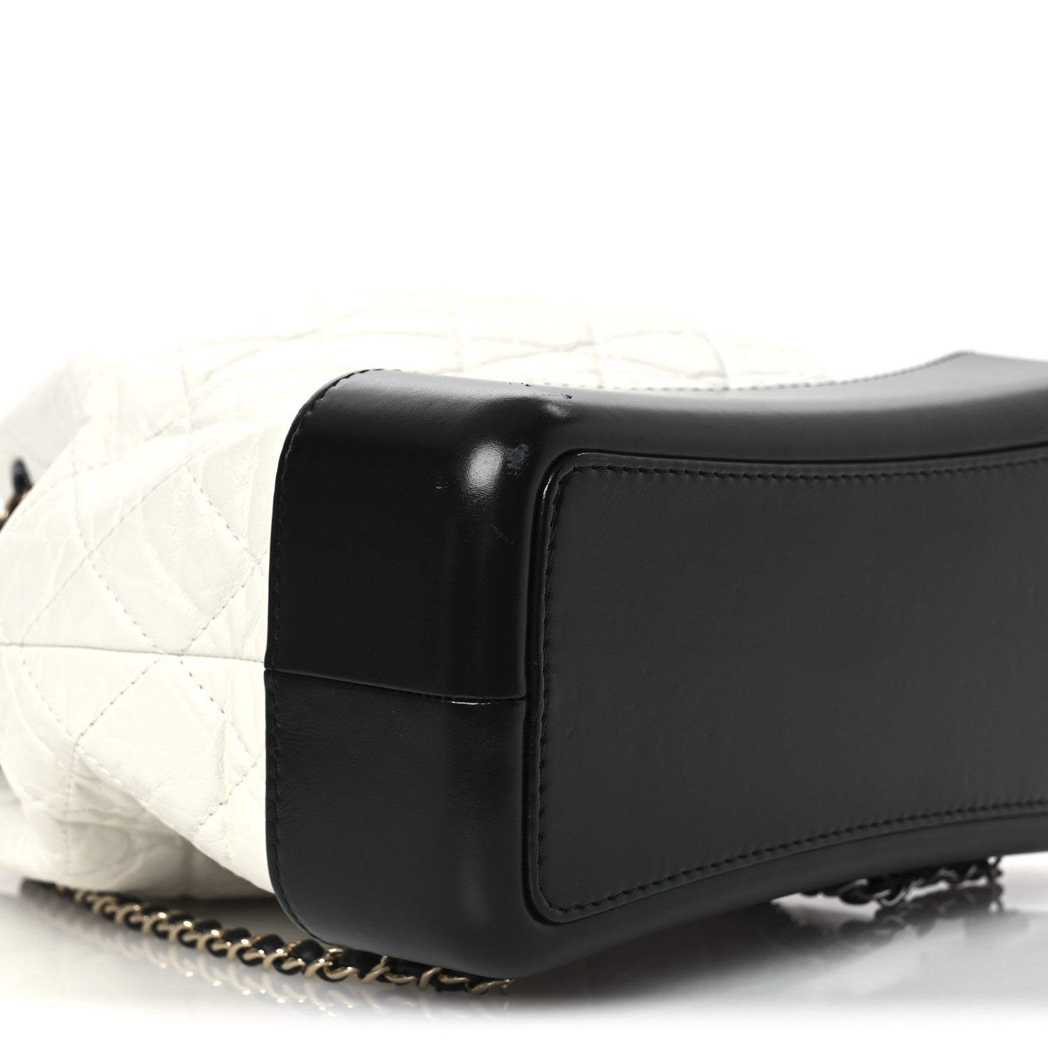 Aged Calfskin Quilted Gabrielle Backpack Black White