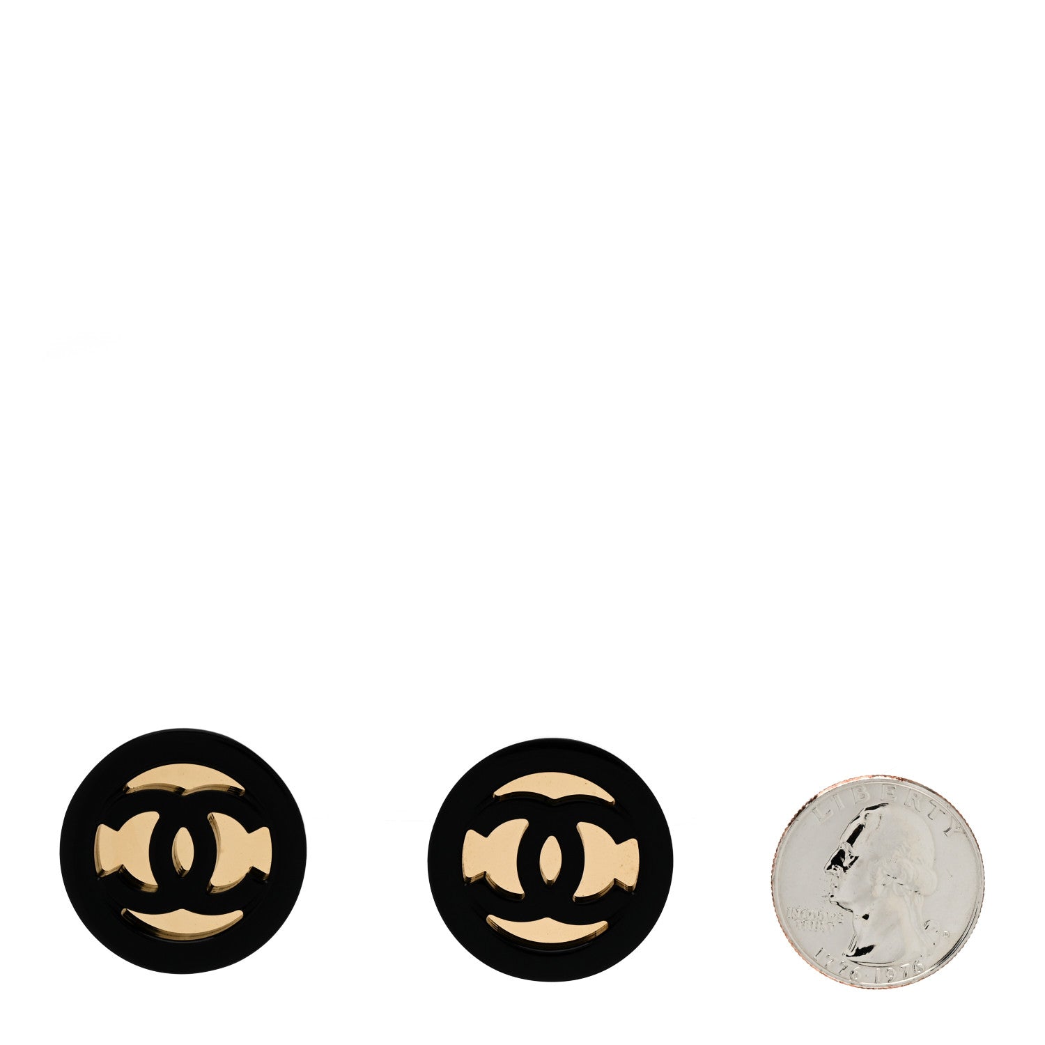 Resin CC Round Earrings Gold Black
