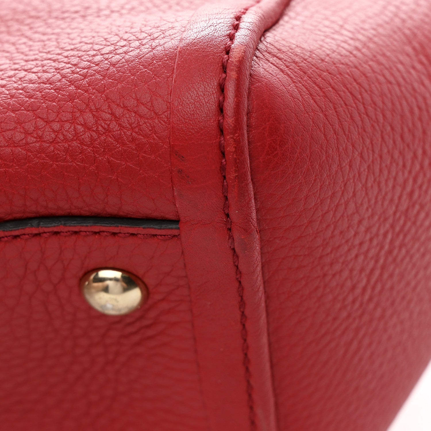 Pebbled Calfskin Small Soho Top Handle Bag Red