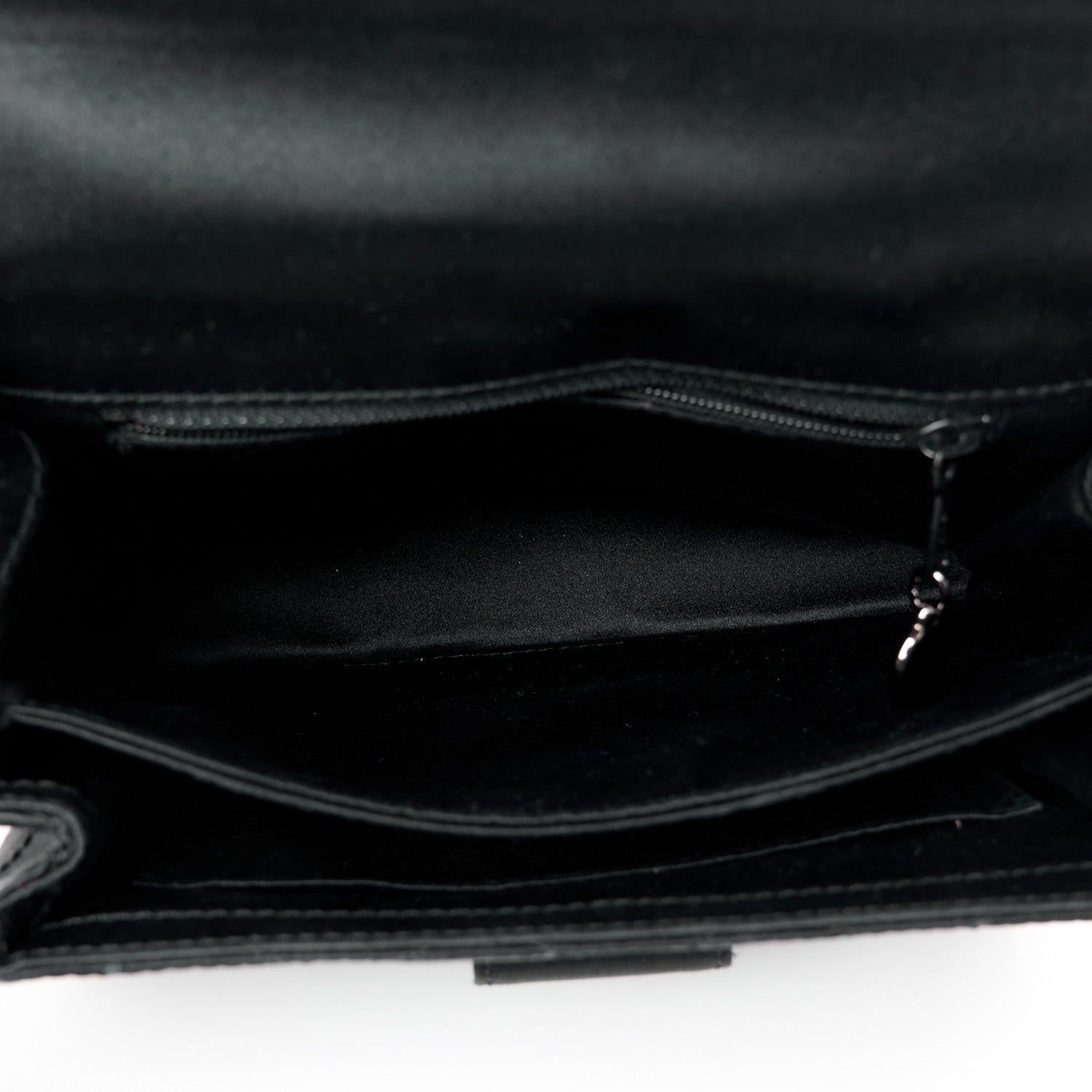 Satin Quilted Crystal CC Mini Square Flap Black