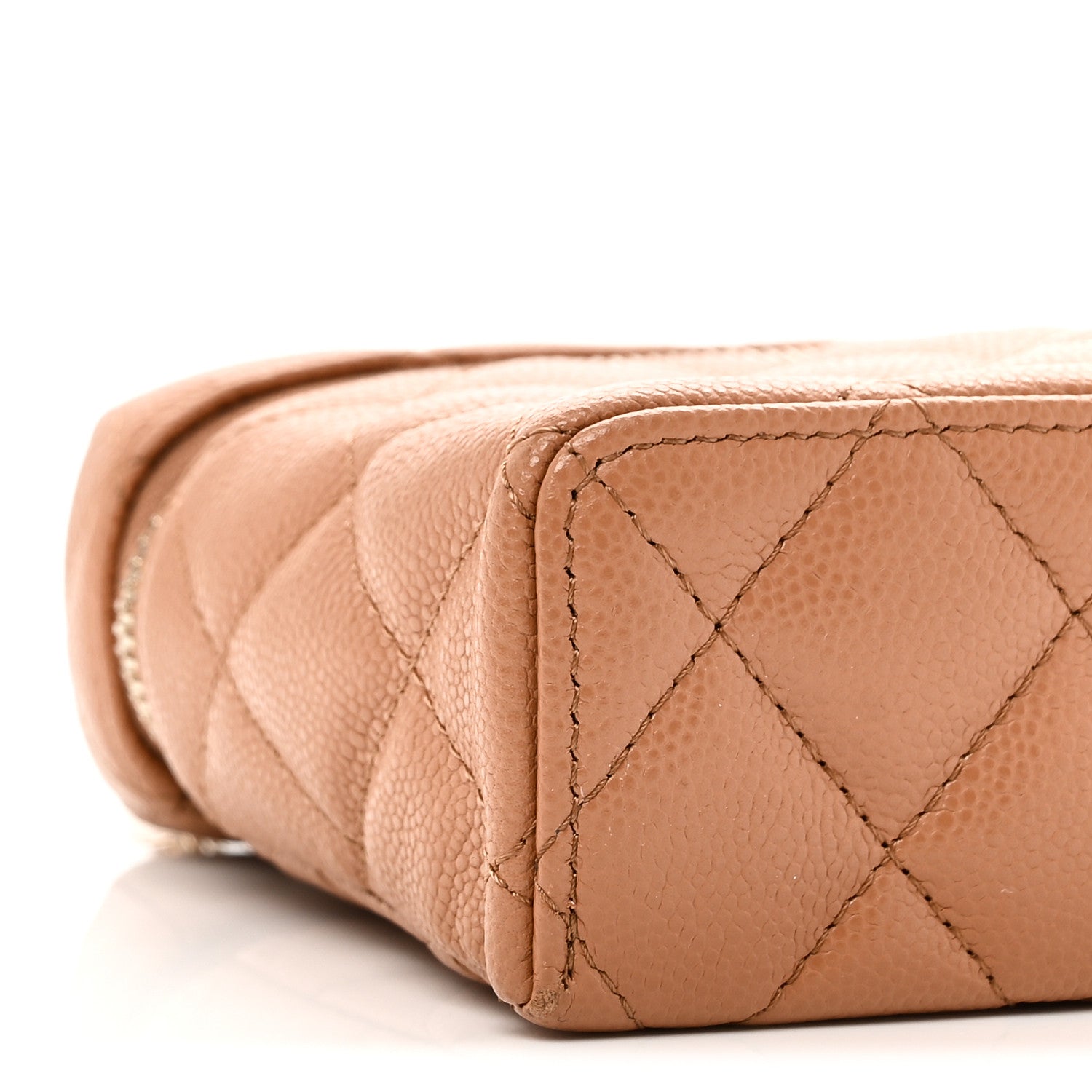 Caviar Quilted Top Handle Slim Vanity With Chain Brown