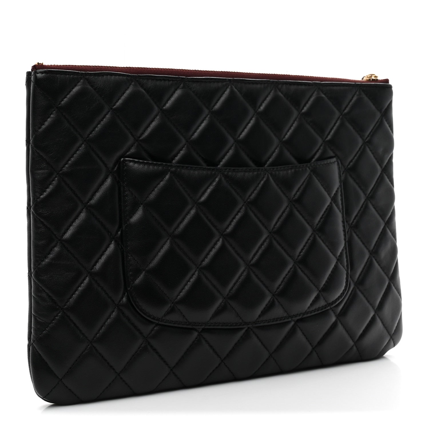 Lambskin Quilted Medium Cosmetic Case Black