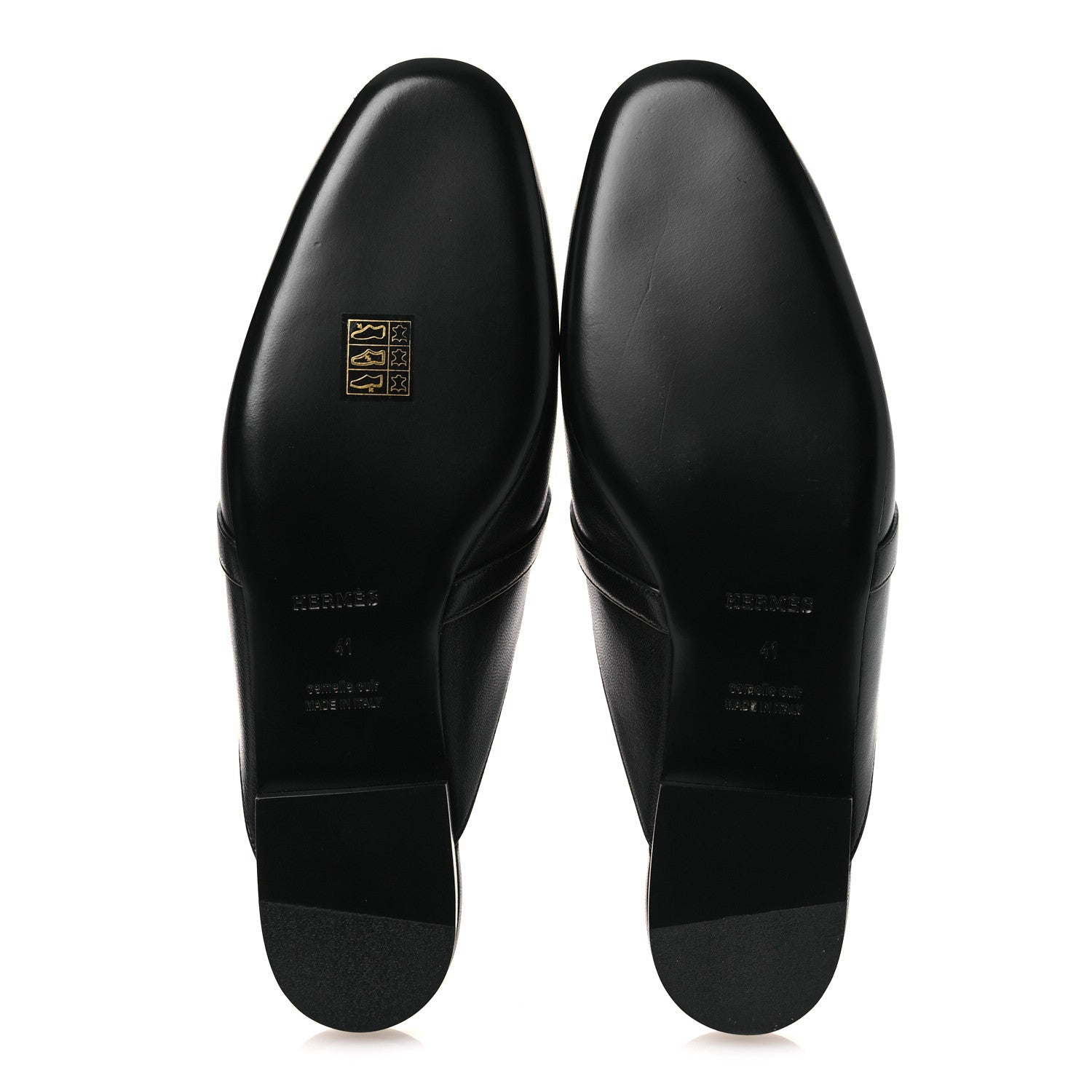 Glazed Calfskin Oz Mules 41 Black
