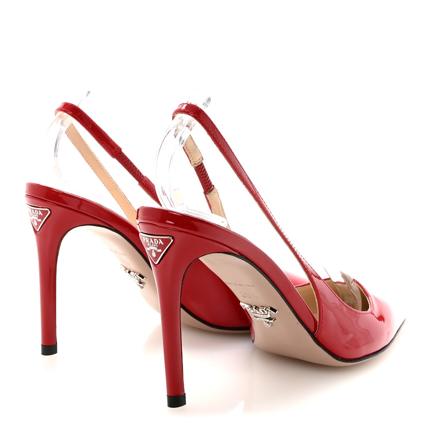 Patent Logo Slingback Pumps 35.5 Red