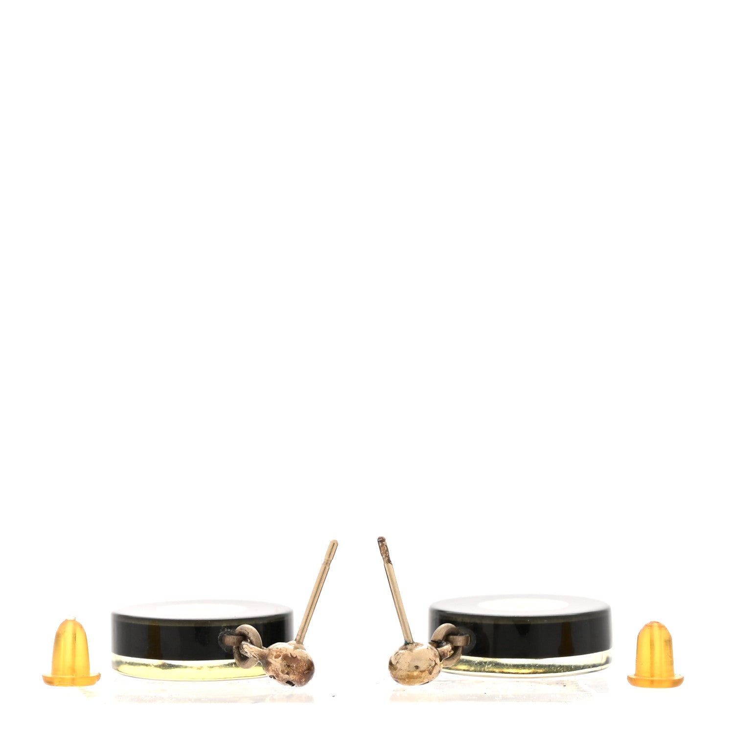 Resin Crystal CC Drop Earrings Black White