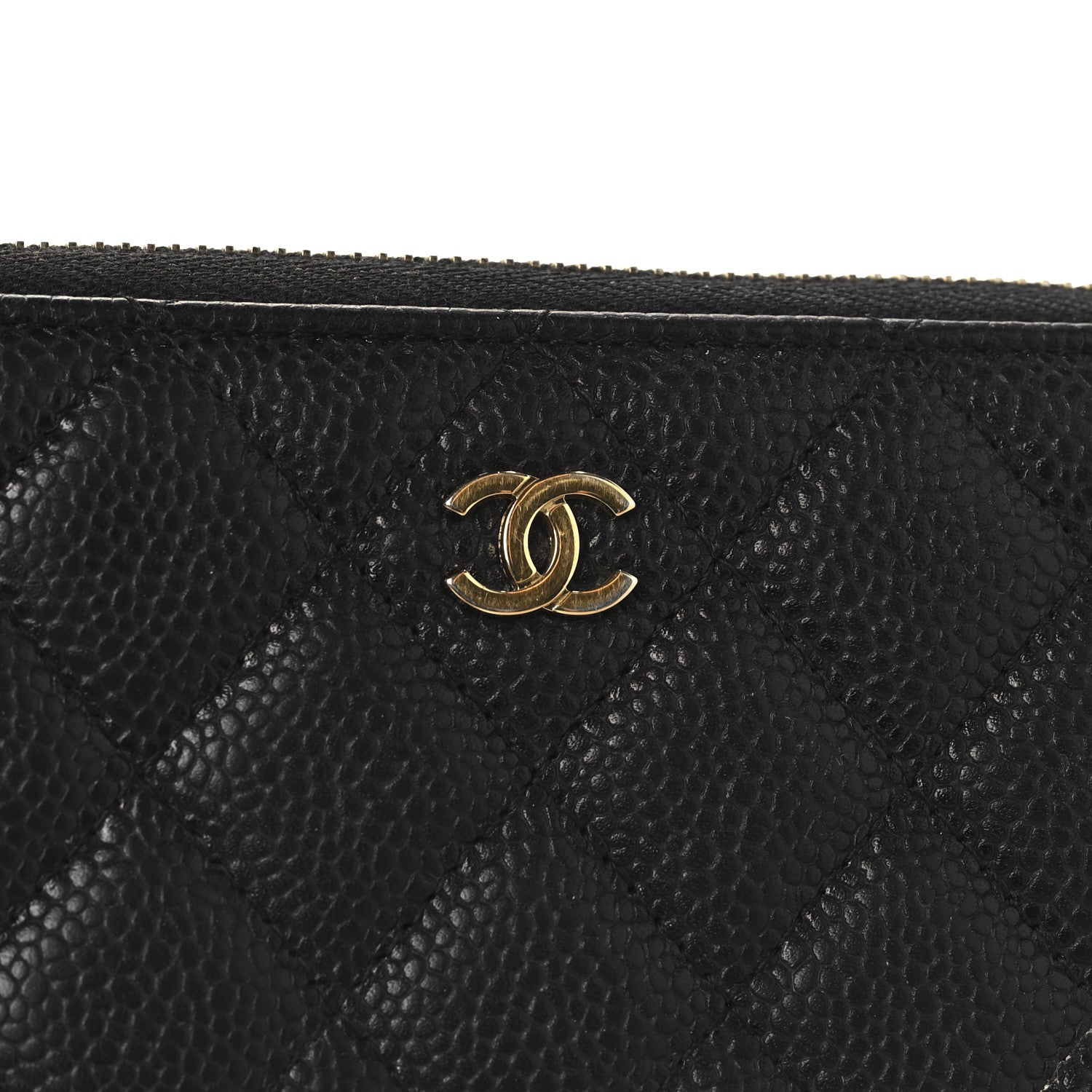 Caviar Quilted Large Gusset Zip Around Wallet Black