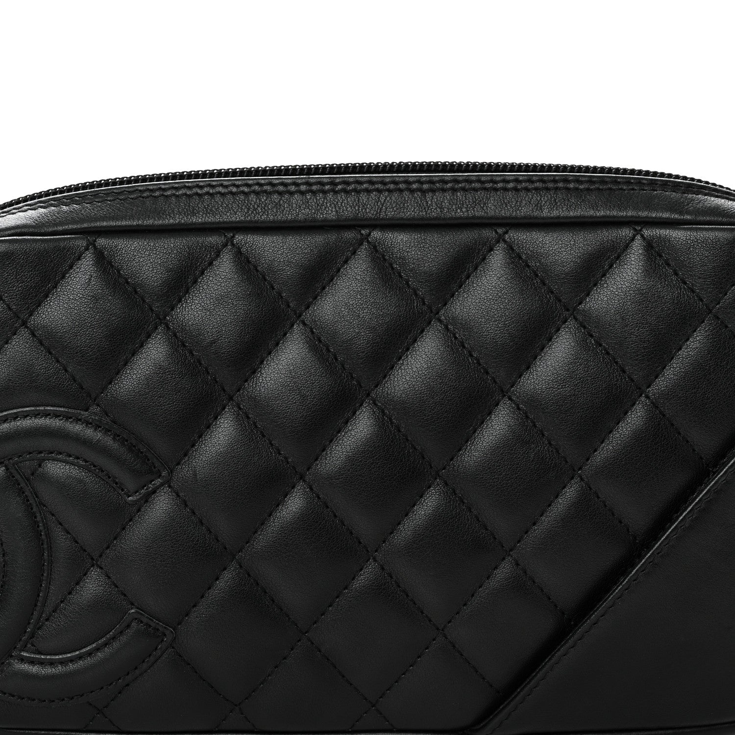 Calfskin Quilted Cambon Pochette Black