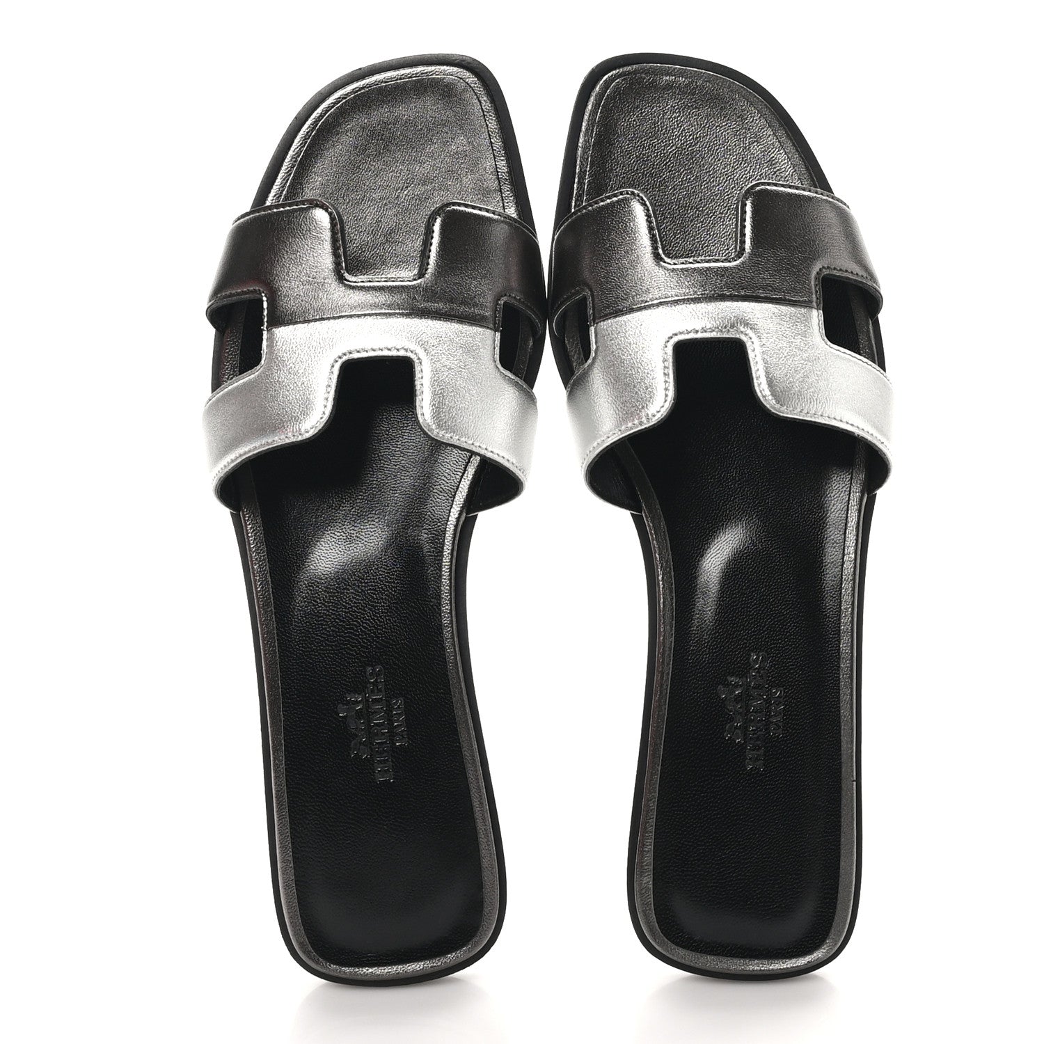 Metallic Nappa Box Oran Sandals 37 Canon De Fusil Argent